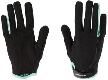 Велосипедные перчатки для женщин Kross Flow Femi Line LF, черный/бирюзовый, S