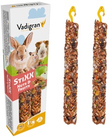 Корм для грызунов Vadigran Stixx Herb Rodents Nuts & Fruit, для шиншилл/для кроликов/для морских свинок, 0.150 кг, 2 шт.