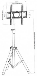 Кронштейн Techly Universal Floor Tripod Stand 108002, 17-60″, 35 кг