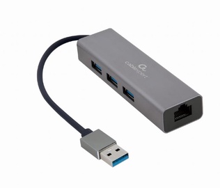 Разветвитель Gembird A-AMU3-LAN-01 USB 3.0, USB 3.0, 0.18 м, серый