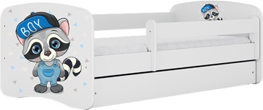 Bērnu gulta vienvietīga Kocot Kids Babydreams Raccoon, balta, 144 x 80 cm, ar nodalījumu gultas veļai