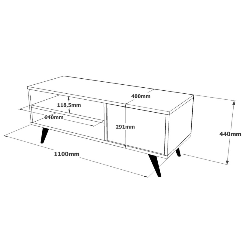 TV-laud Kalune Design CD1 - LB, must, 110 cm x 40 cm x 44 cm