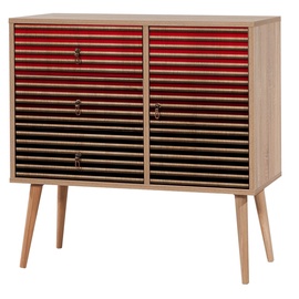 Komoda Kalune Design Verybox 221, juoda/raudona/ąžuolo, 40 x 90 cm x 90 cm