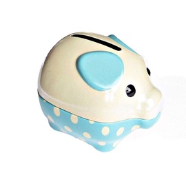 Декоративный сувенир Key Craft Piggy Bank 10785158, 6 см, керамика, белый/голубой