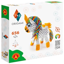 Papīra figūru izgatavošanas komplekts Alexander 3D Origami Unicorn 25569, balta/daudzkrāsaina