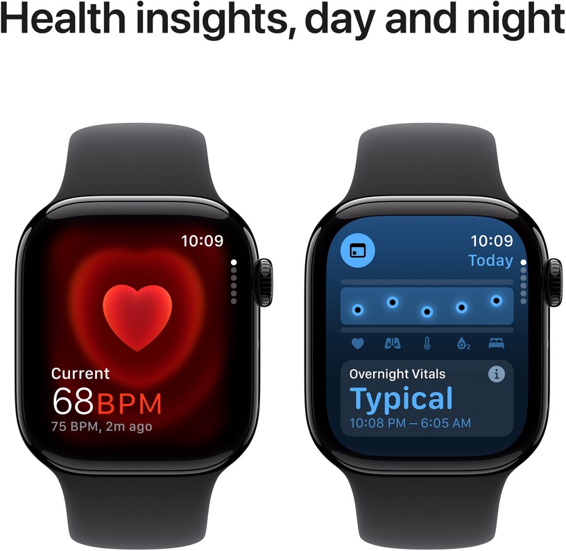 Viedais pulkstenis Apple Watch Series 10 GPS 42mm Jet Case Black Sport Band S/M, black aluminium