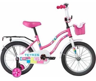 Vaikiškas dviratukas su papildomais ratukais Novatrack Tetris, rožinis, 14"
