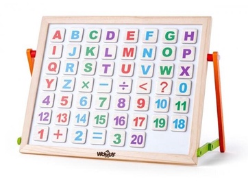 Izglītojošās rotaļlietas WOODY Educational Magnetic Board Learning Letters & Numbers, 57 gab.