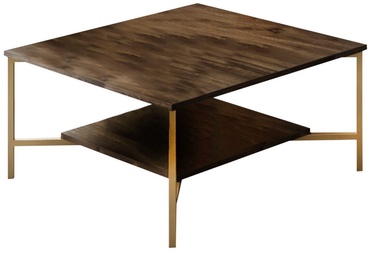 Журнальный столик Kalune Design Gold Line, черный/ореховый, 80 см x 80 см x 40 см