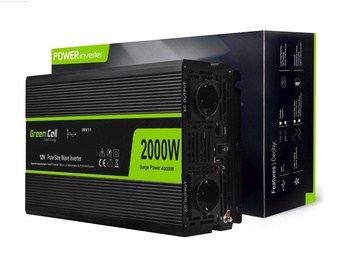Adapter Green Cell INV11, DC/Europlug, must/roheline