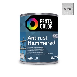 Emaliniai dažai Pentacolor Anti Rust Hammered, 0.75 l, sidabro