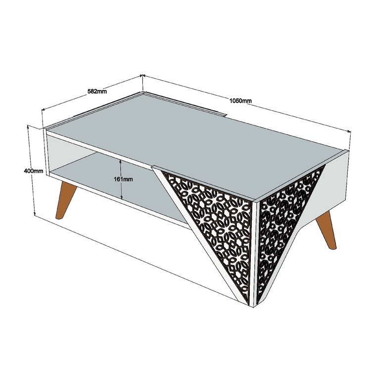 Журнальный столик Kalune Design Beril, белый, 58 см x 105 см x 40 см
