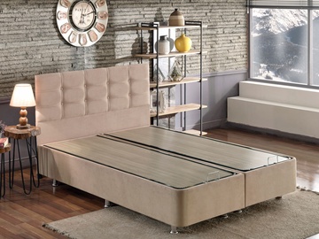 Кровать двухместная Kalune Design Double Bed Base & Headboard Polo, 160 x 200 cm, светло-коричневый, с решеткой