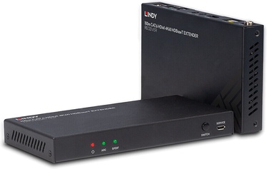 Ilgintuvas Lindy 100m Cat.6 HDMI 4K60, Audio, IR & RS-232 HDBaseT Extender HDMI/3.5mm/RJ-45/TosLink, HDMI/3.5mm/RJ-45/TosLink, juoda