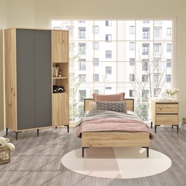 Guļamistabas mēbeļu komplekts Kalune Design AR16-KA, iekštelpu, ozola/antracīta