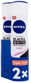 Moteriškas dezodorantas Nivea Black & White Invisible Clear, 300 ml, 2 vnt.