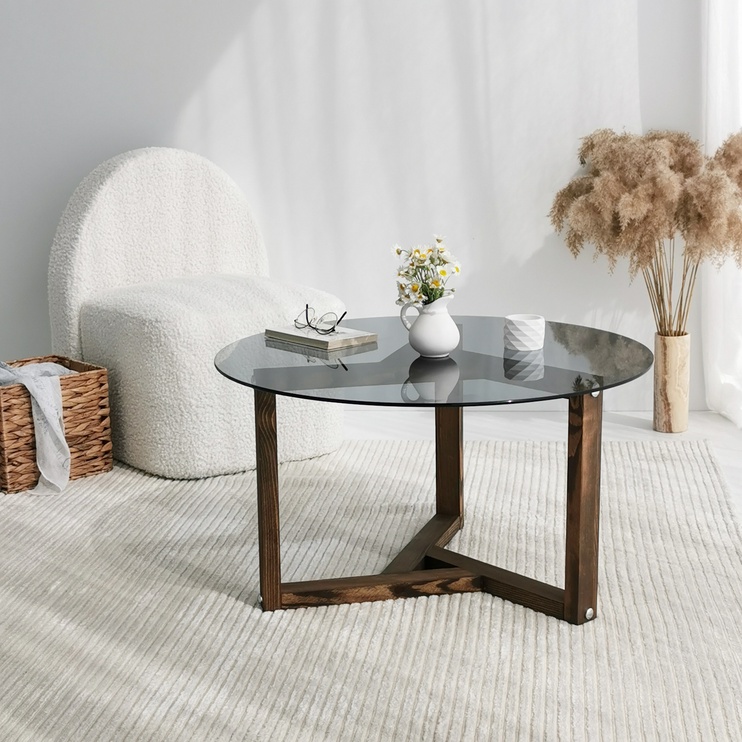 Журнальный столик Kalune Design Miro, коричневый, 75 см x 75 см x 40 см