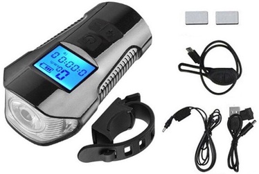 Велосипедный фонарь Bicycle Light With Speedometer 3in1, пластик, черный