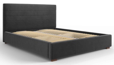 Кровать двухместная Micadoni Home Aranda Velvet, 160 x 200 cm, темно-серый, с решеткой