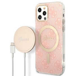 Cover and charger set Guess GUBPP12MH4EACSP, Apple iPhone 12/Apple iPhone 12 Pro, roosa