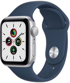 Умные часы Apple Watch SE GPS, 40mm Silver Aluminium Case with Abyss Blue Sport Band - Regular, серебристый