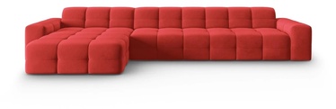 Stūra dīvāns Micadoni Home Kendal Velvet 5 Seats, sarkana, kreisais, 357 x 173 cm x 79 cm