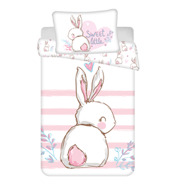 Voodipesukomplekt lastele Jerry Fabrics Bunny Sweet, valge/roosa, 100 x 135 cm