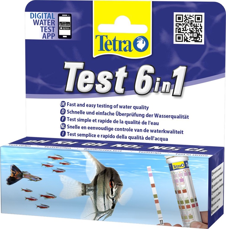 Vandens testas Tetra Test 6in1, PH/KH/GH/NO2/NO3/Cl2