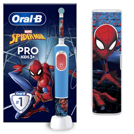 Электрическая зубная щетка Braun Pro Kids 3+ Spiderman, синий/белый/красный