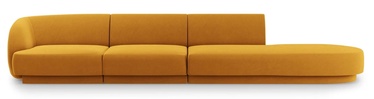 Dīvāns Micadoni Home Miley Velvet, dzeltena, labais, 302 x 85 cm x 74 cm