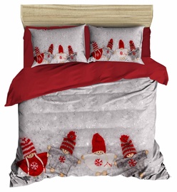 Ziemassvētku gultas veļas komplekts Mijolnir, balta/sarkana/pelēka, 160x220 cm