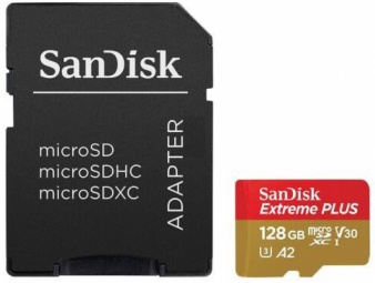 Mälukaart SanDisk Extreme Plus, 128 GB, 200 Mb/s - 90 Mb/s
