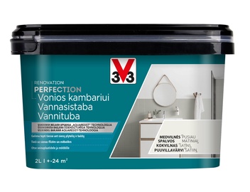 Краска-эмаль V33 Renovation Perfection Bathroom, атлас, 2 l, хлопковый