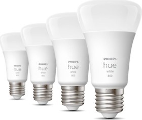 Лампочка Philips Hue LED, A60, теплый белый, E27, 9 Вт, 800 - 806 лм, 4 шт.