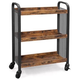 Riiul Songmics Rolling Cart Rustic, pruun/must, 26 cm x 66 cm x 85 cm