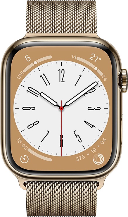 Умные часы Apple Watch Series 8 GPS + Cellular 45mm Gold Stainless Steel Case with Gold Milanese Loop, золотой