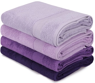 Полотенце Beverly Hills Polo Club Bath Towel Set 801, фиолетовый, 140 см x 70 см, 4 шт.