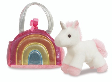 Mīkstā rotaļlieta Aurora Unicorn In Bag, balta/rozā/daudzkrāsaina, 17 cm