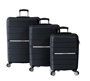 Комплект чемоданов Polina 01, черный, 120 л, 30 x 50 x 78 см, 3 шт.