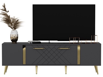 ТВ стол Kalune Design Detas, золотой/антрацитовый, 150 см x 35 см x 48.2 см
