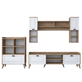 Sektsioonkapp Kalune Design AA101 2554, valge/pähklipuu, 34 cm x 180 cm x 55 cm