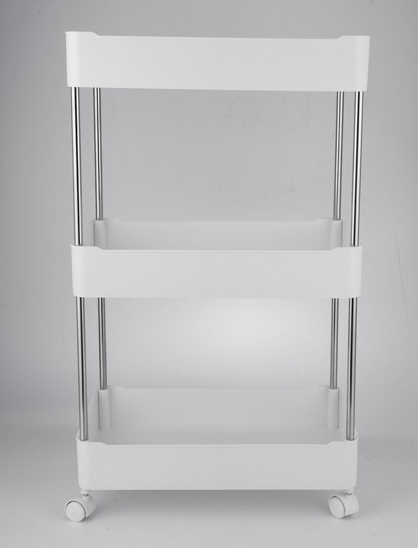 Ratastega riiul Domoletti TC-P05-3, valge, 22 x 38 x 67.5 cm