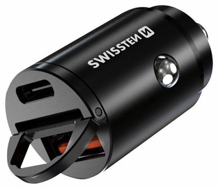 Зарядное устройство Swissten, USB/USB-C, черный, 30 Вт