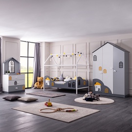 Guļamistabas mēbeļu komplekts Kalune Design Dolce My-3Kd-S, bērnistabu, balta/dzeltena/pelēka