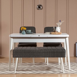 Ēdamistabas komplekts Kalune Design Vina 1053 - 3, balts/antracīts