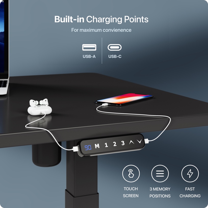 Kirjutuslaud reguleeritava kõrgusega Desktronic Home One Black, must