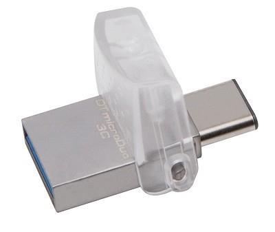 USB atmintinė Kingston DataTraveler microDuo 3C, skaidri, 128 GB