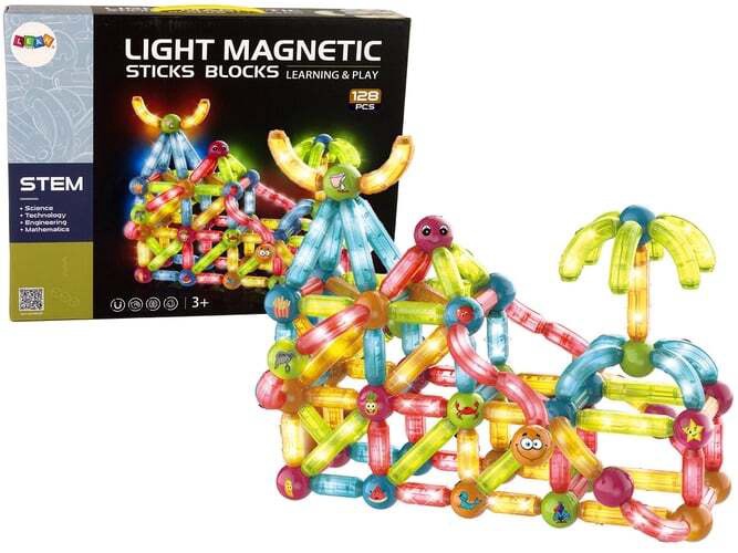 Magnetinis konstruktorius 90 det., kvadratai 7.5x7.5cm, trikampiai