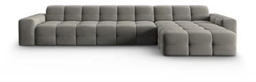 Stūra dīvāns Micadoni Home Kendal Velvet 5 Seats, tumši pelēka, labais, 357 x 173 cm x 79 cm