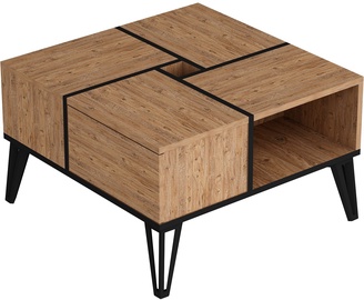 Журнальный столик Kalune Design Nirvana, коричневый/черный, 718 мм x 718 мм x 438 мм